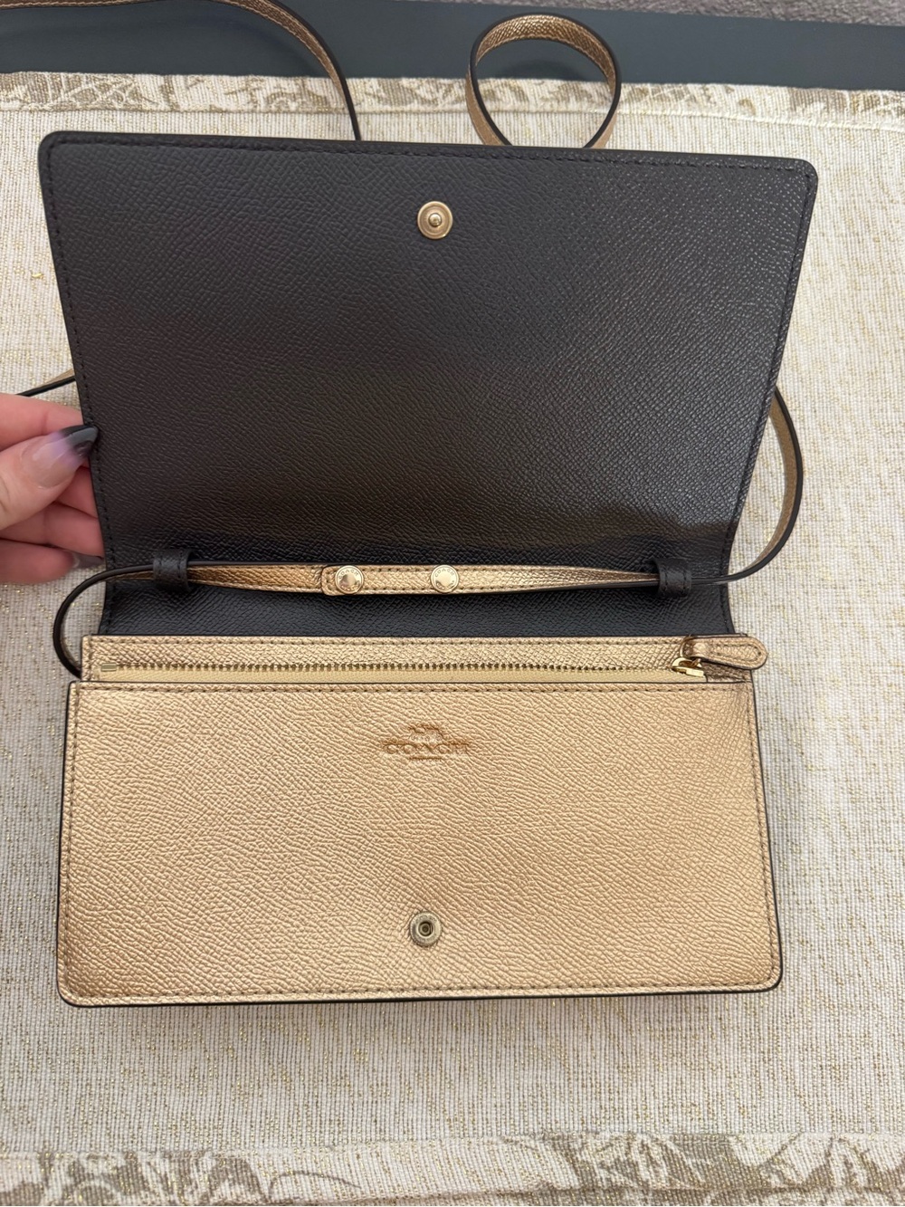 Coach Gold Glitter Crossbody Wallet - Women Bags - Picture 3 of 4